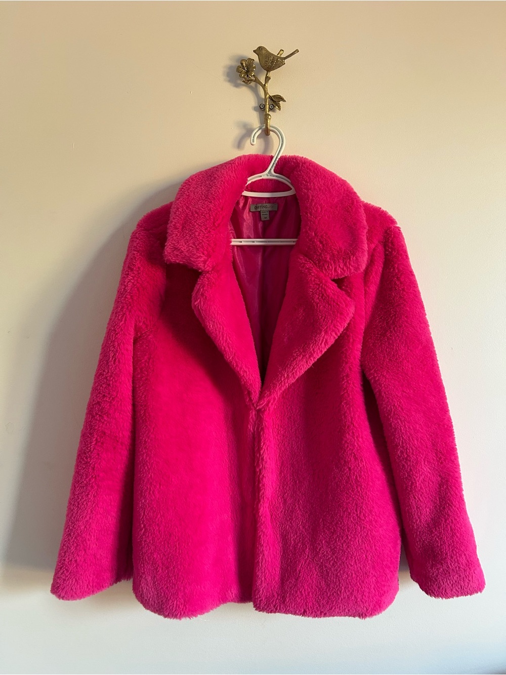 Hot pink faux fur jacket M